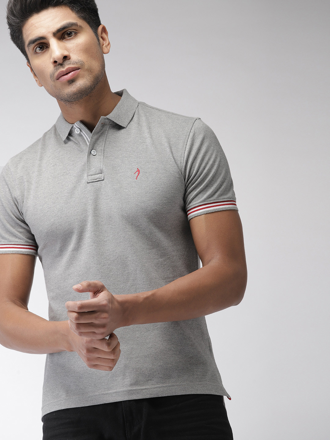 Buy Indian Terrain Men Grey Melange 