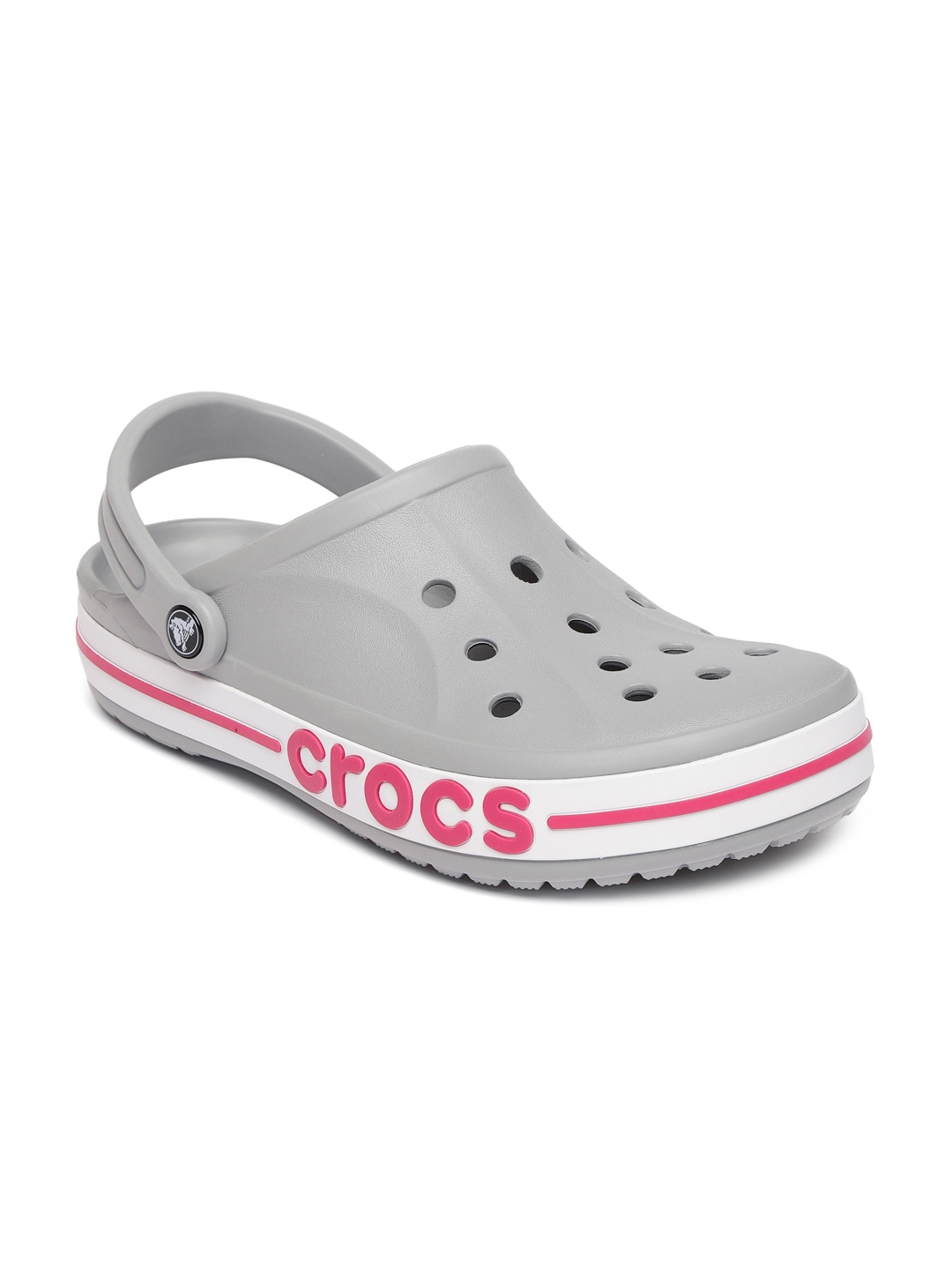 pink and grey crocs