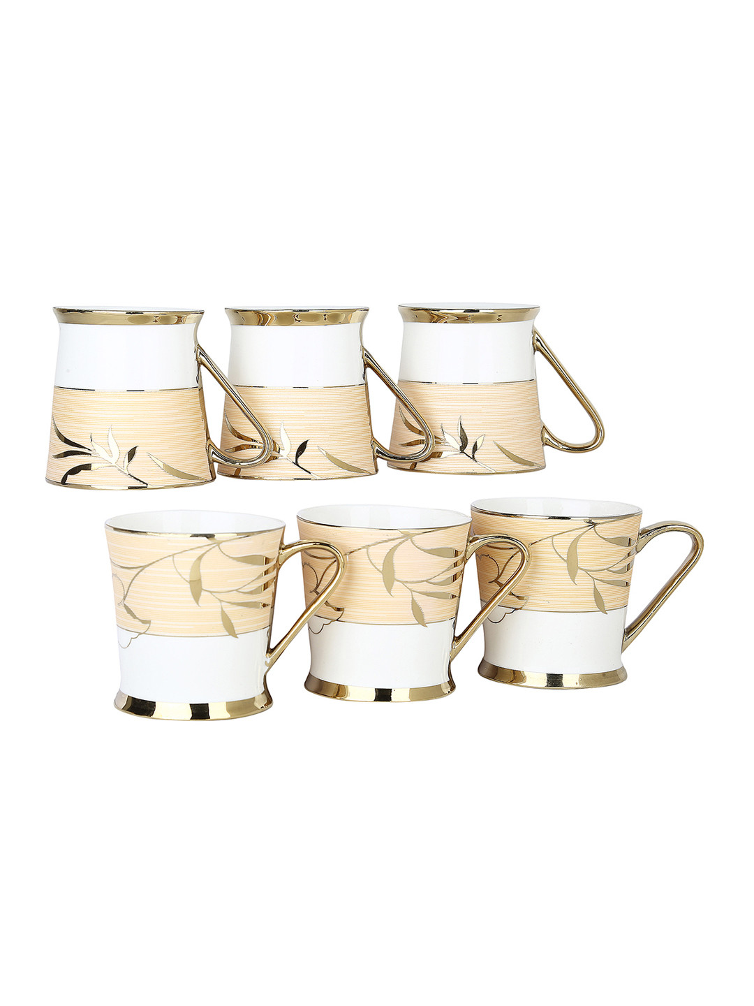 Femora Hiking Quotes White Leaf Bone China Handmade 6 Piece Cups-200ml