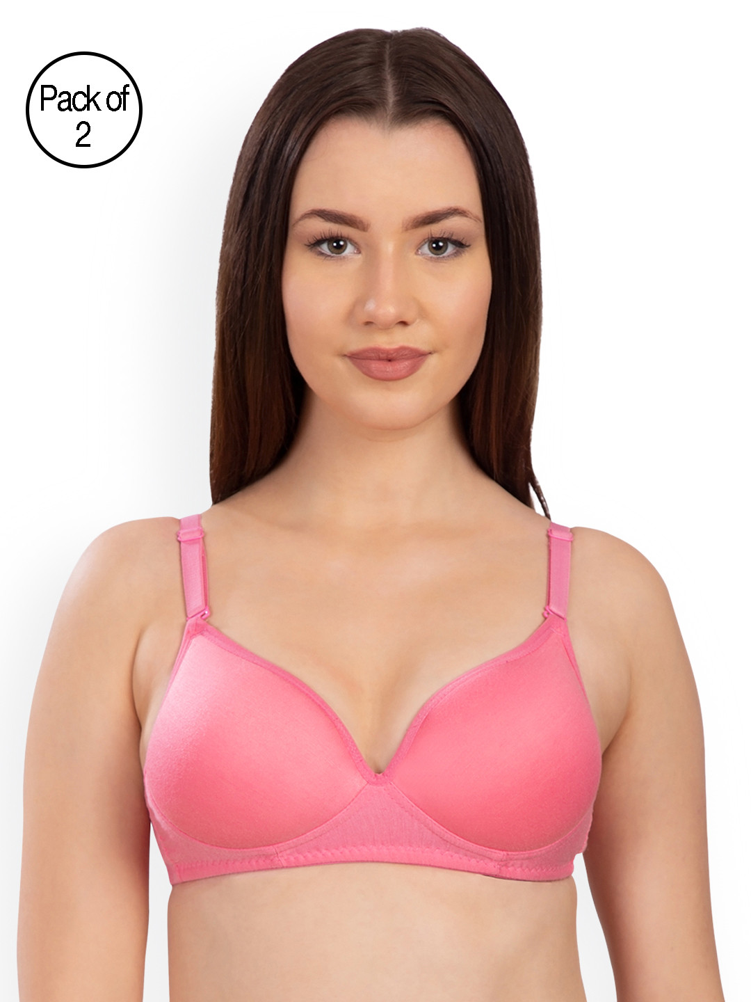 Komli Pack of 2 Non-Wired Heavily Padded Styled Back T-shirt Bras K915-2PC-BPK