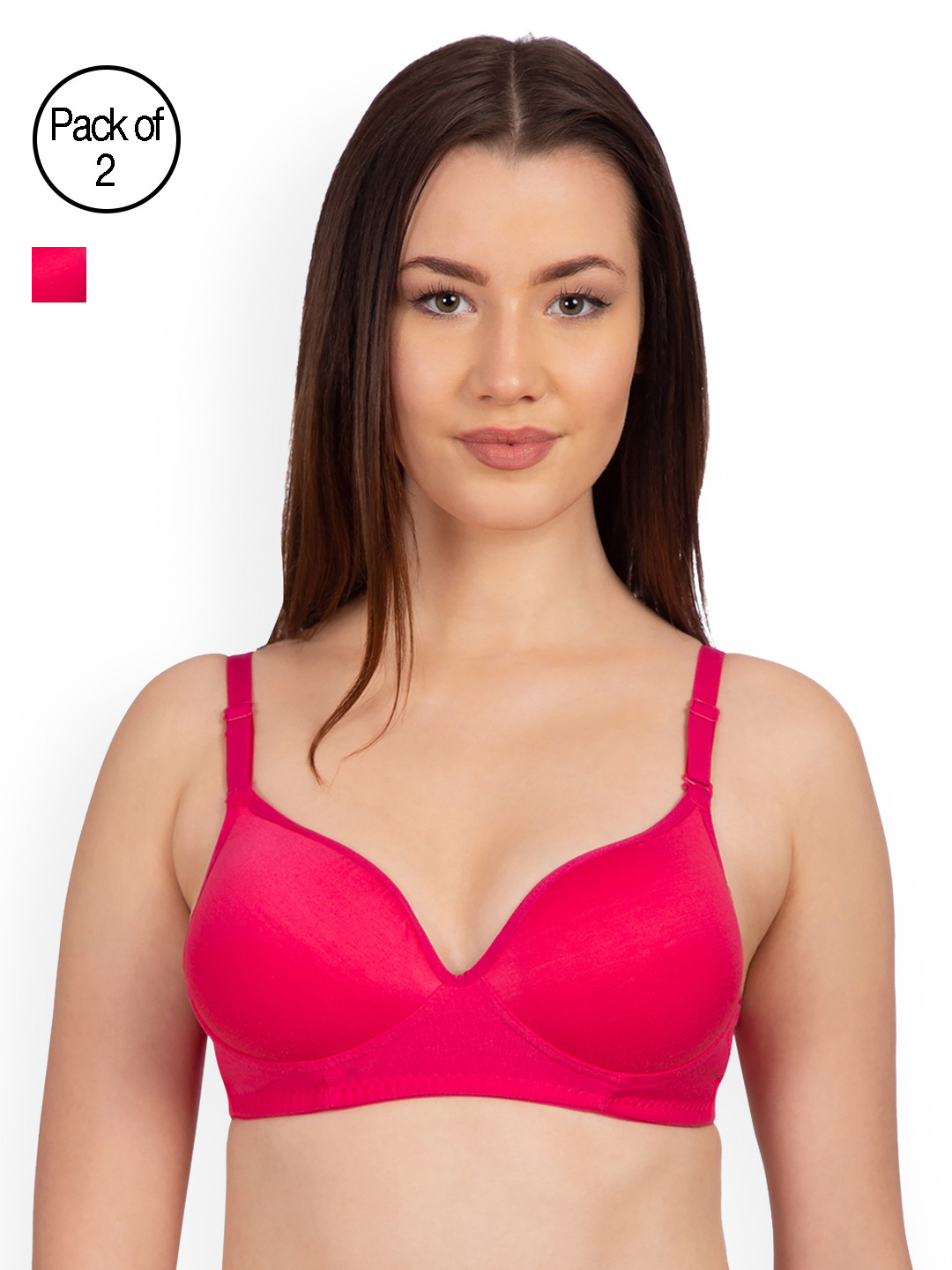 Komli Pack of 2 Non-Wired Heavily Padded Styled Back T-shirt Bras K915-2PC-DPK-BPK