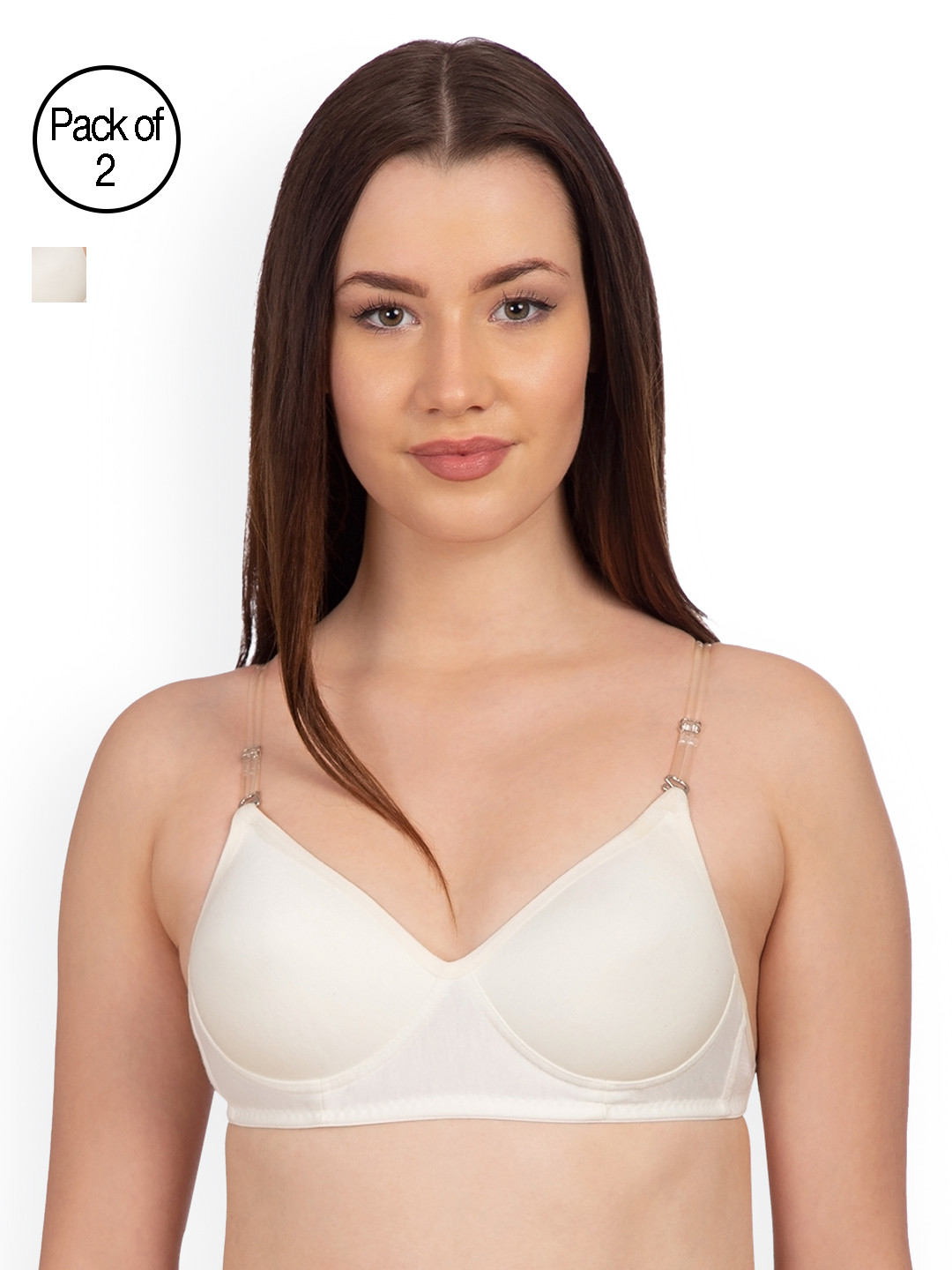Komli White Pack of 2 Non-Wired Heavily Padded T-shirt Bras K915-2PC-OFFW