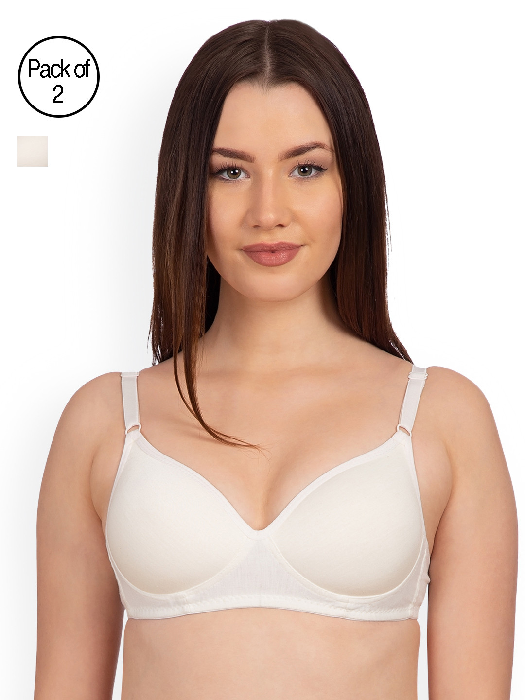 Komli Pack of 2 Non-Wired Lightly Padded T-shirt Bras K9511-2PC-OFFW