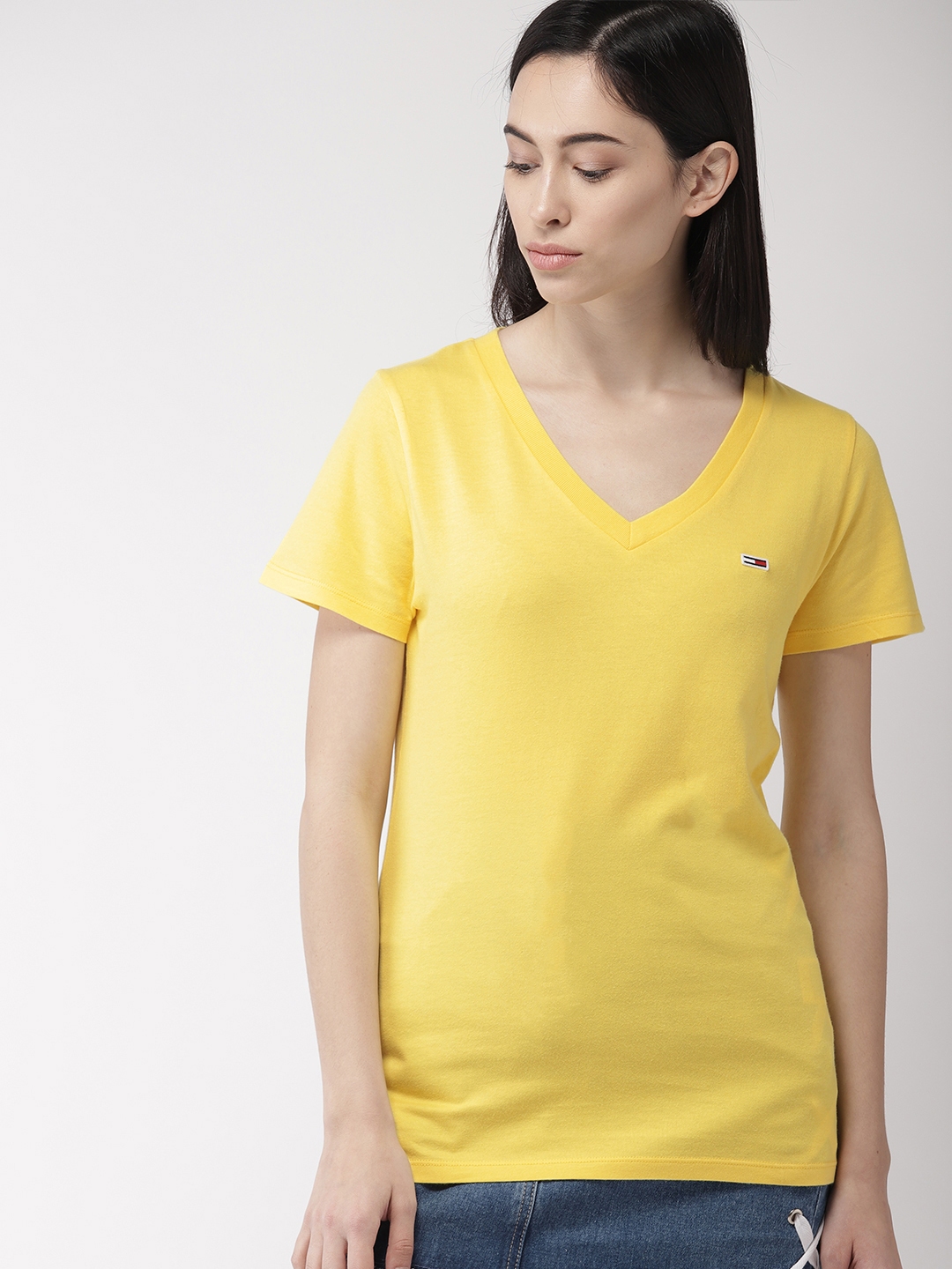 Yellow tommy hilfiger t cheap shirt women's