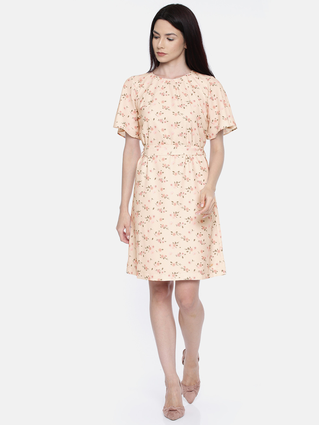 Park Avenue Women Beige Printed A-Line Dress