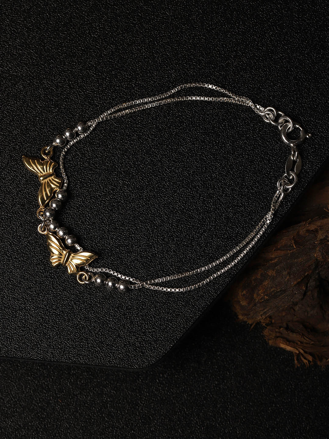 Carlton London Gold-Toned 925 Sterling Silver Dual-strand Bracelet