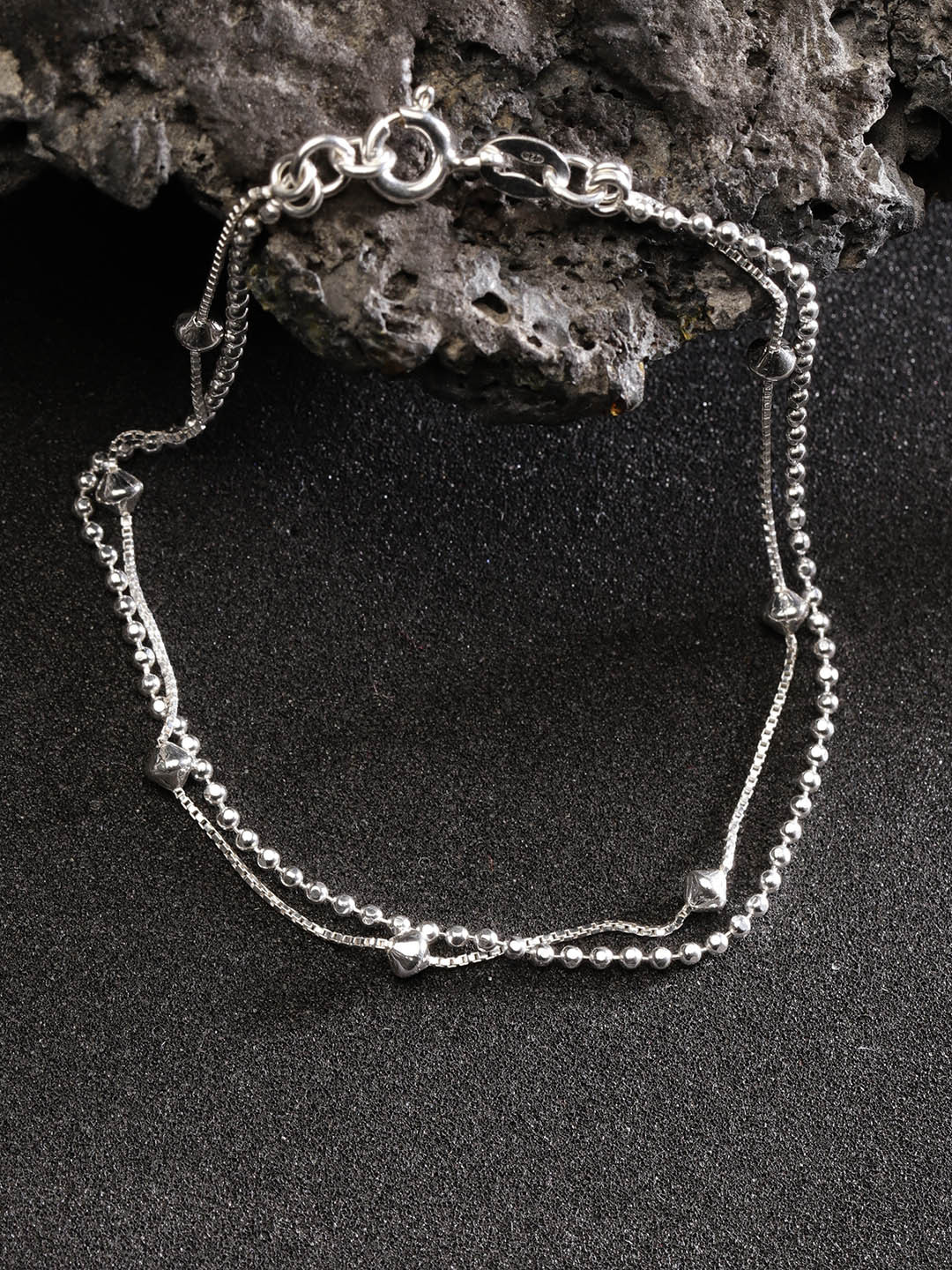 Carlton London 925 Sterling Silver Dual-strand Bracelet