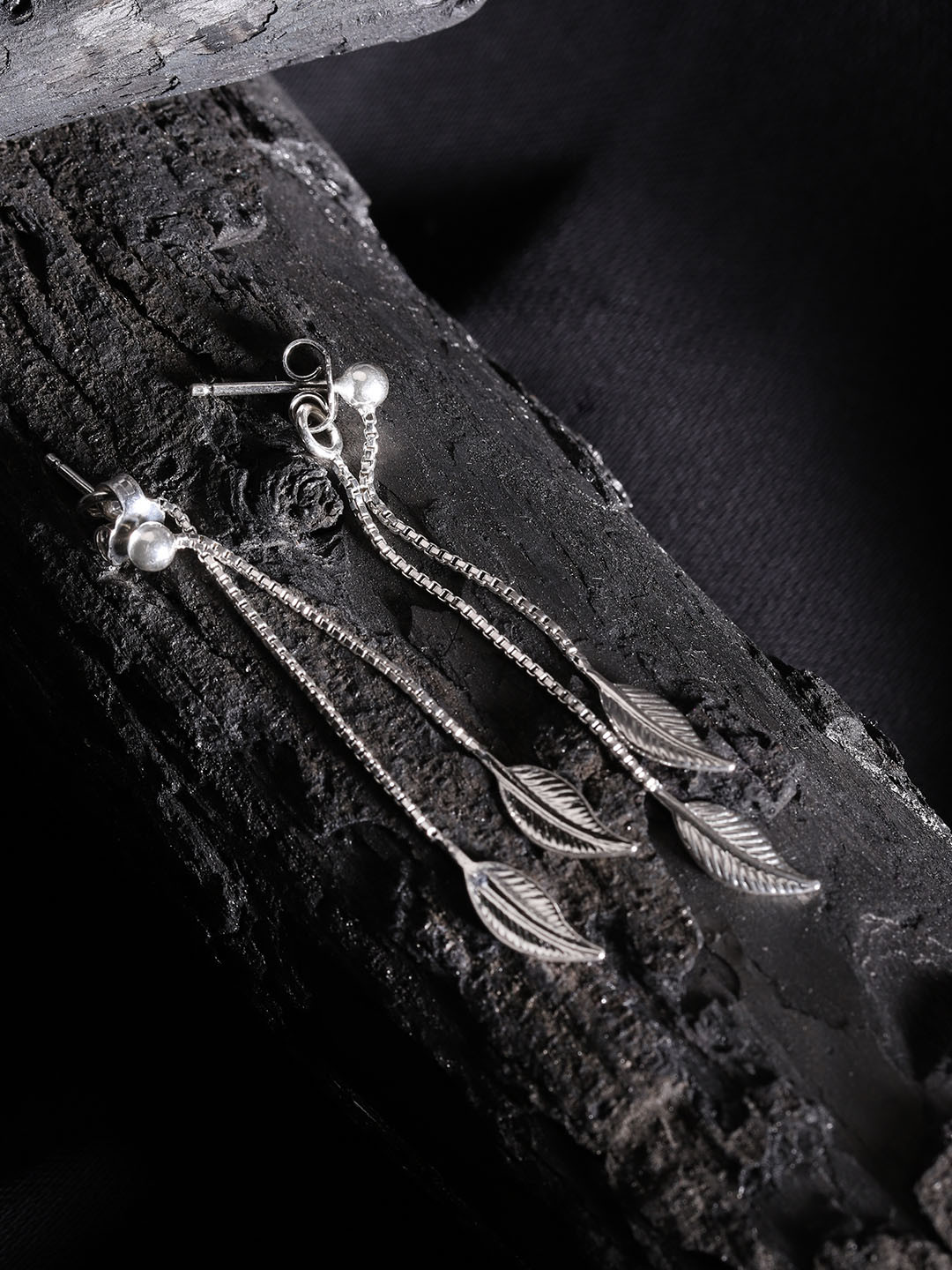 Carlton London 925 Sterling Silver Leaf-Shaped Jacket Drop Earrings
