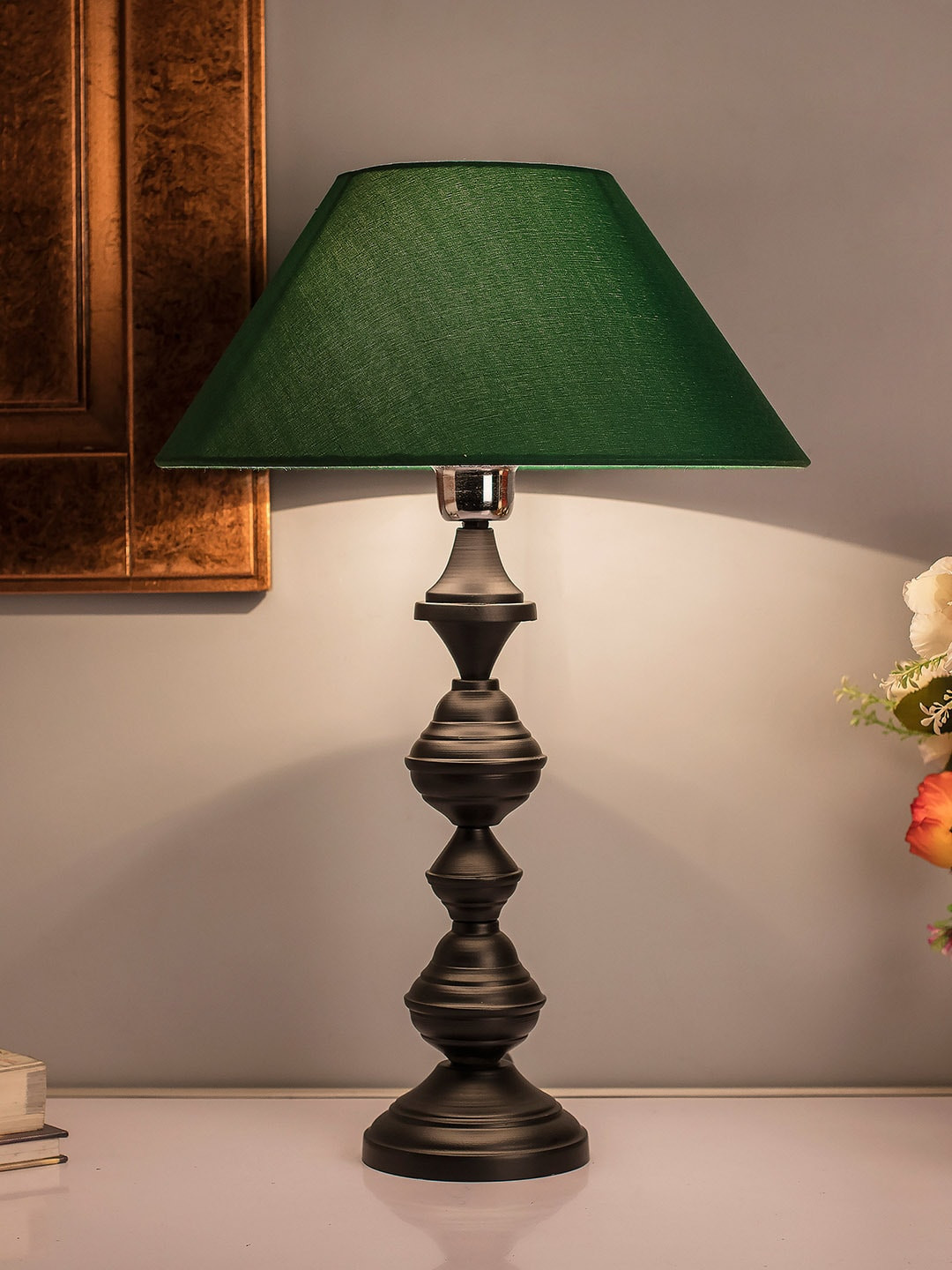 Homesake Green & Black Solid Handcrafted Table Lamp with Shade