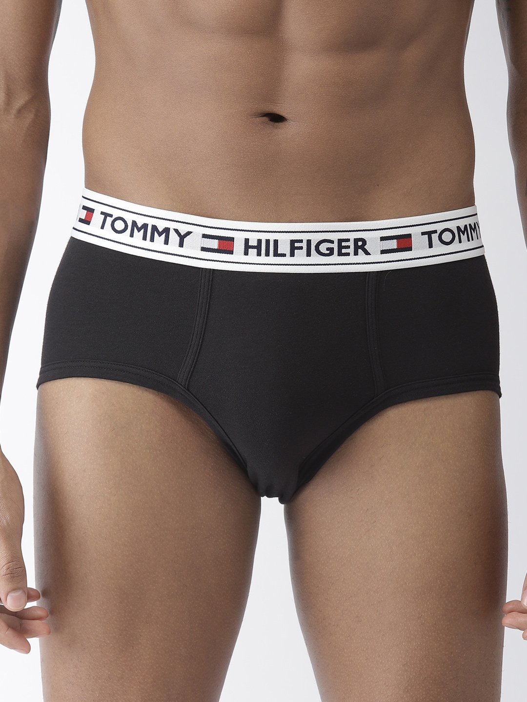 Men Black Solid Brief