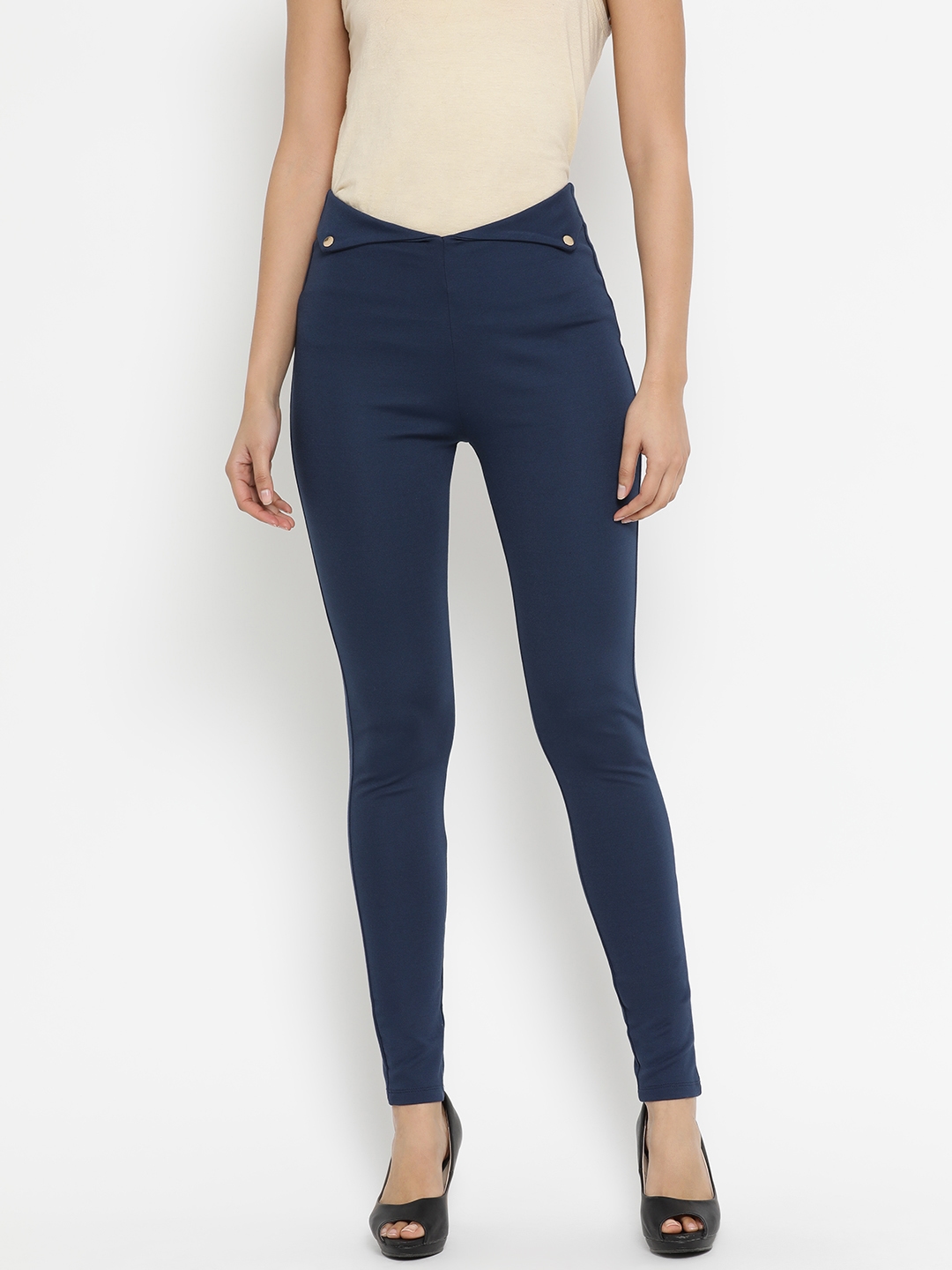 Buy Kazo Women Navy Blue Skinny Fit Jeggings - Jeggings for Women 8598231