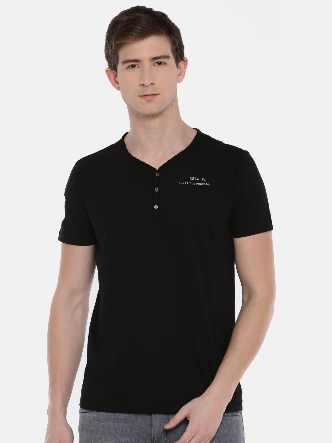 spykar henley t shirt