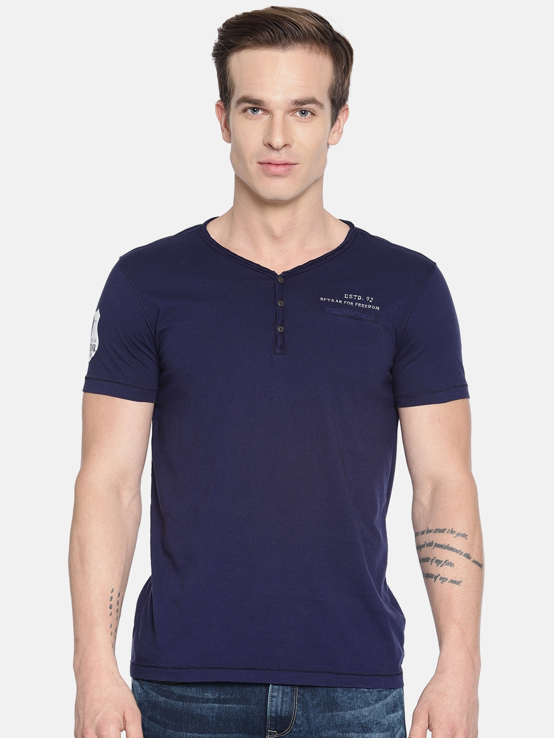 spykar henley t shirt