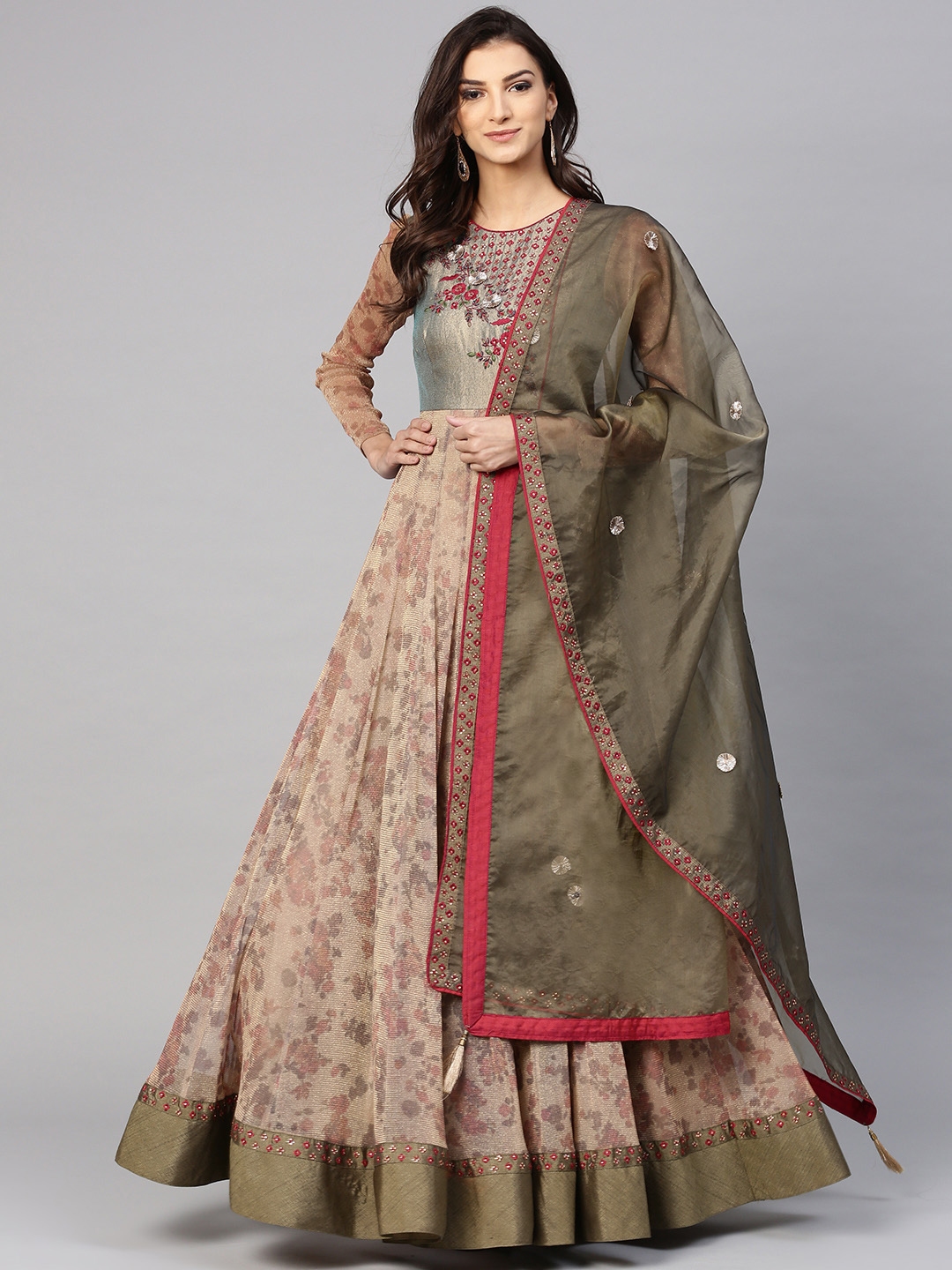 inddus anarkali kurta with dupatta