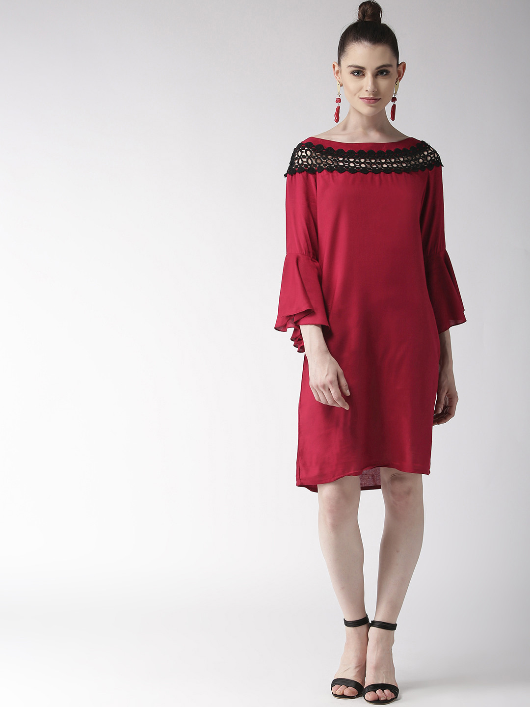 Style Quotient Women Maroon Solid Shift Dress