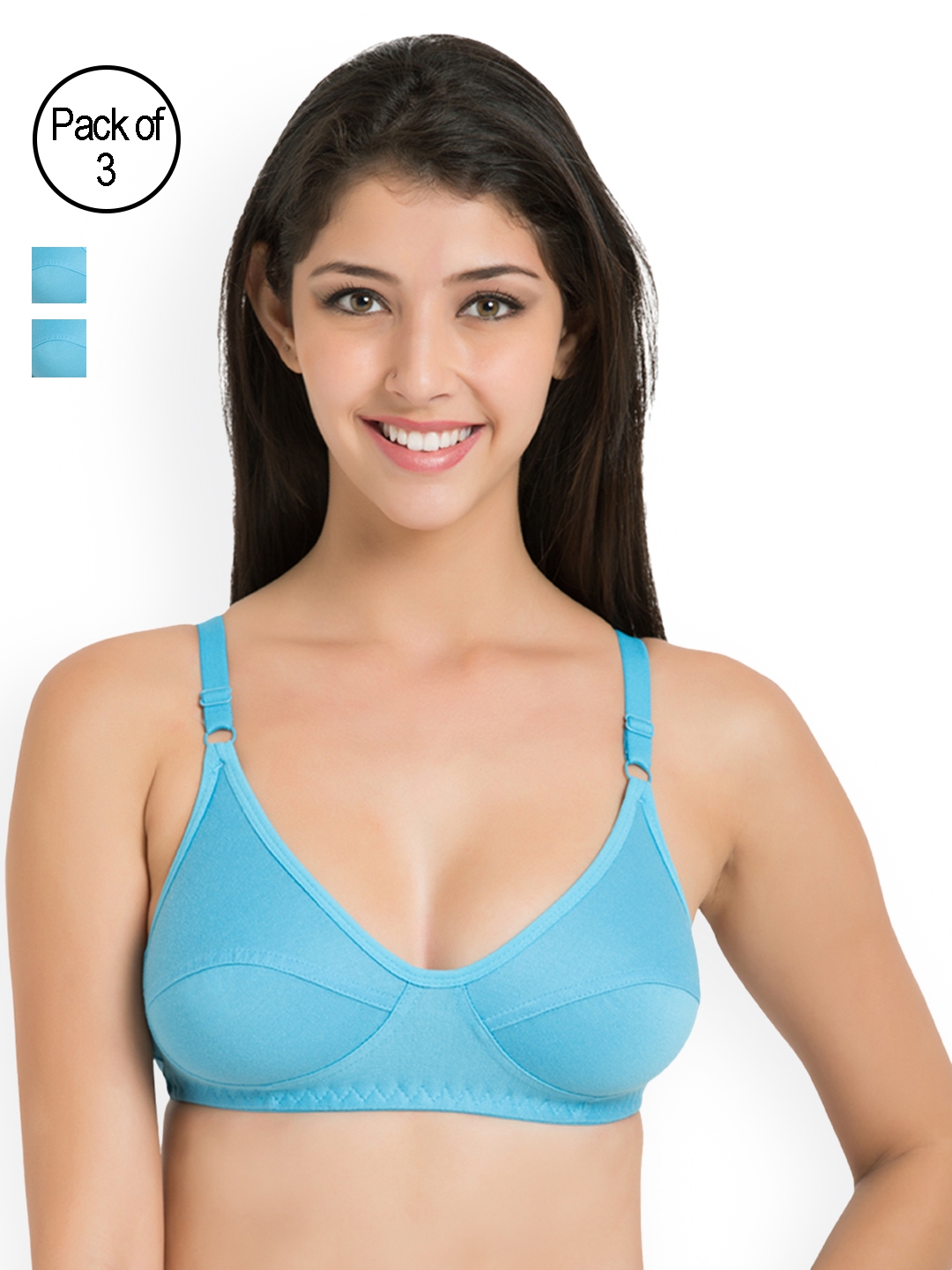 Buy Souminie Non Padded Soft Fit Cotton Bra Pack Of 3 - Bra for Women  8640863