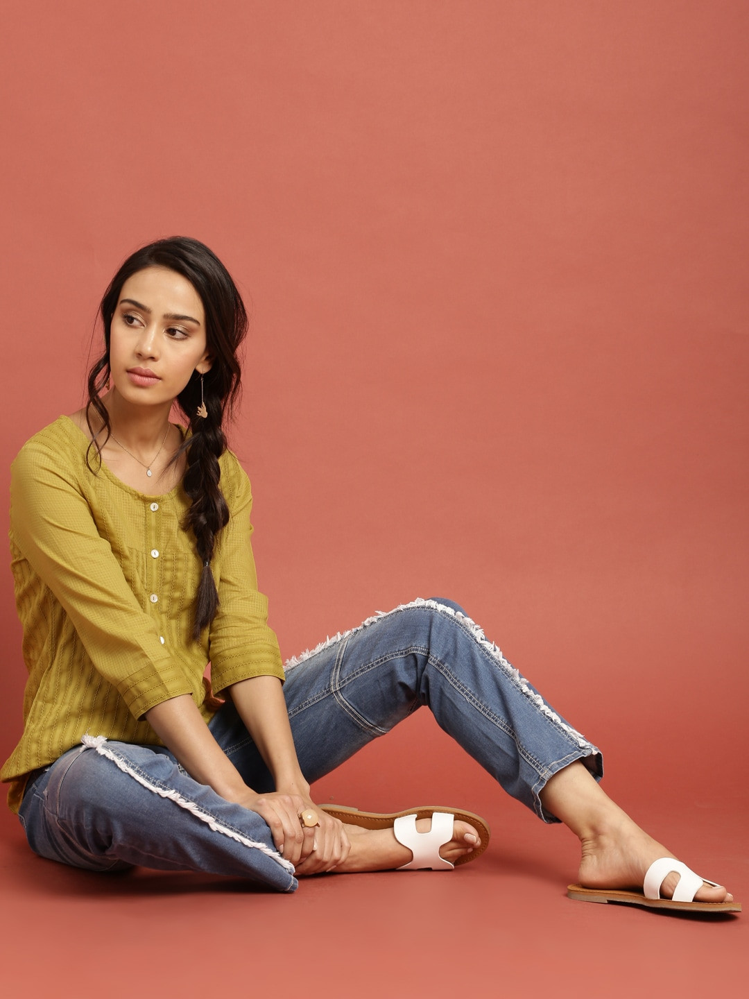 Taavi Lime Green Woven Legacy  Cotton Top