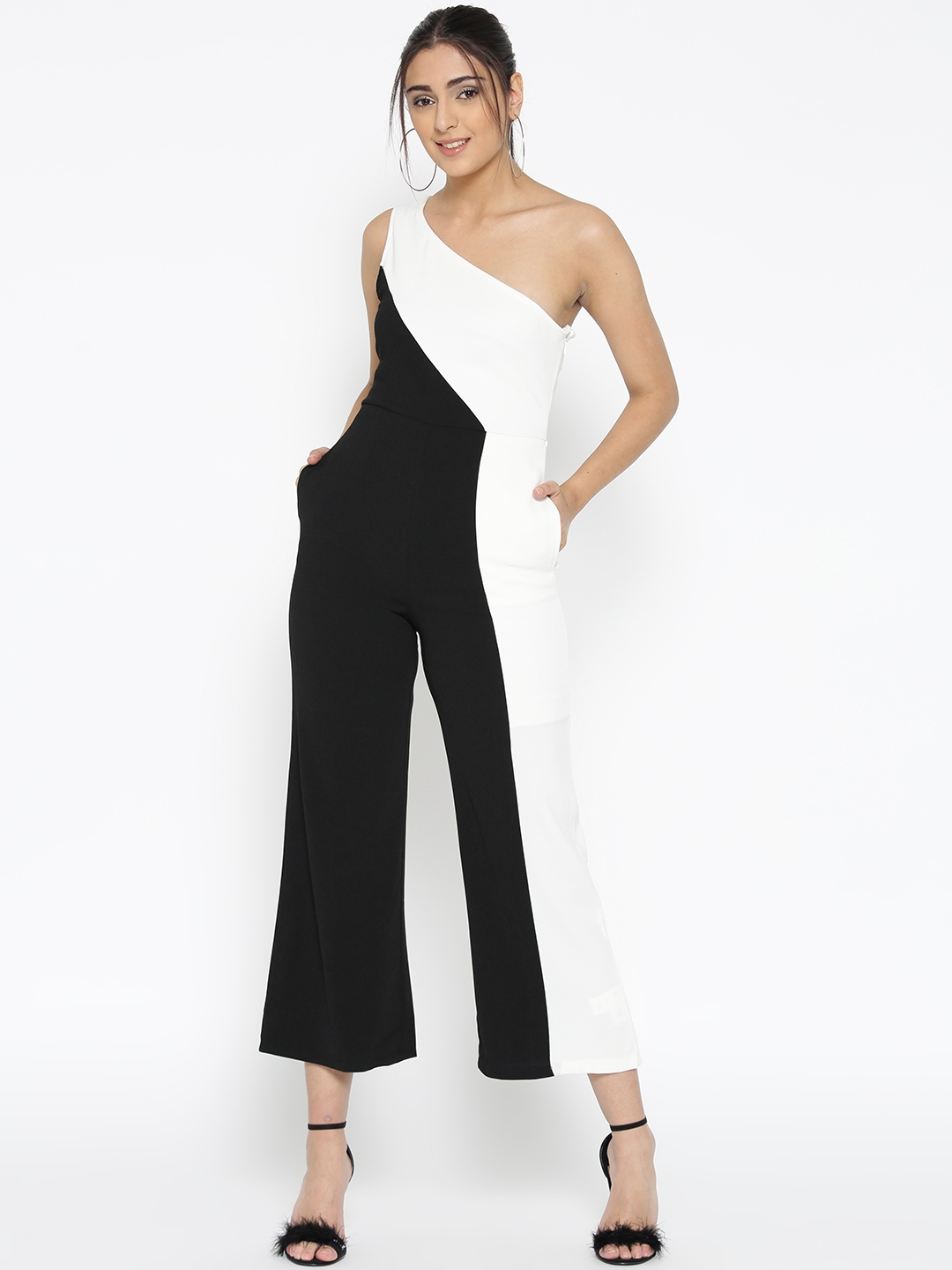 Women's Clothing WHITE ONE SHOULDER JUMPSUIT Clothing, Shoes ...