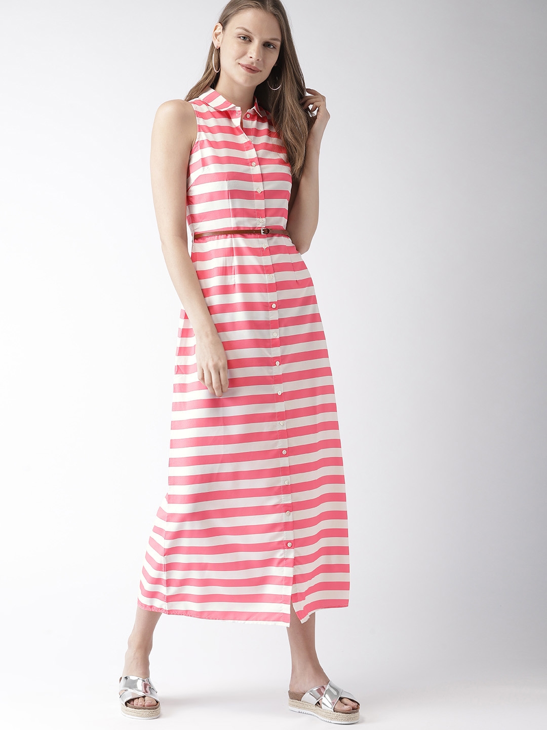 Striped clearance dress myntra