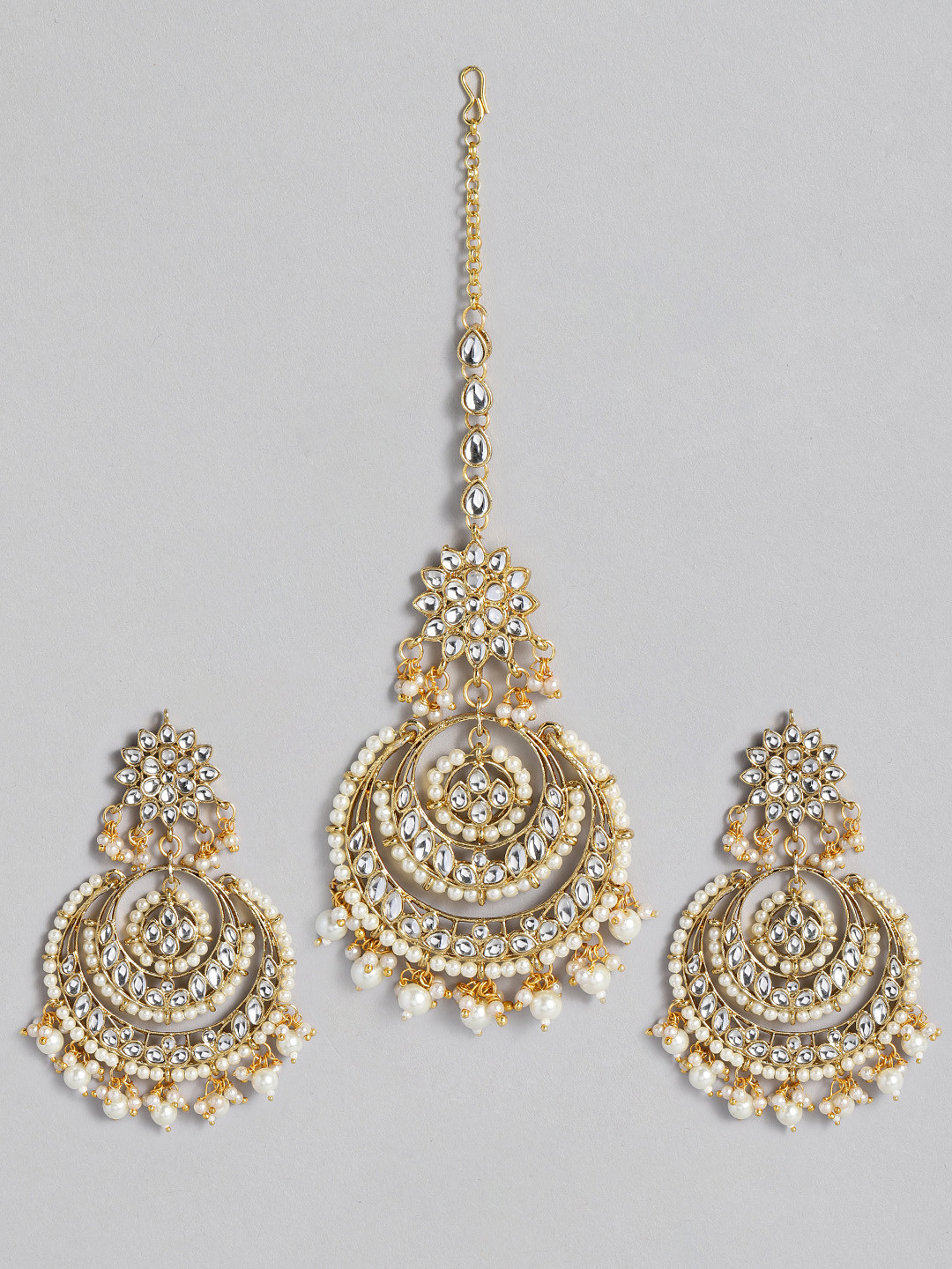 Pearl Maang Tikka Earring Set 