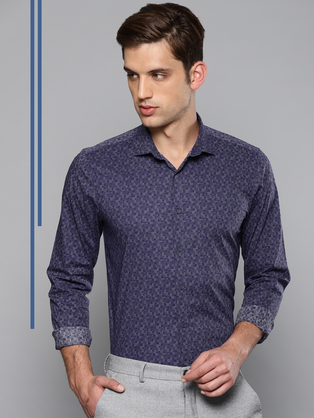 Buy Louis Philippe Ath Work Men Purple Slim Fit Printed Smart