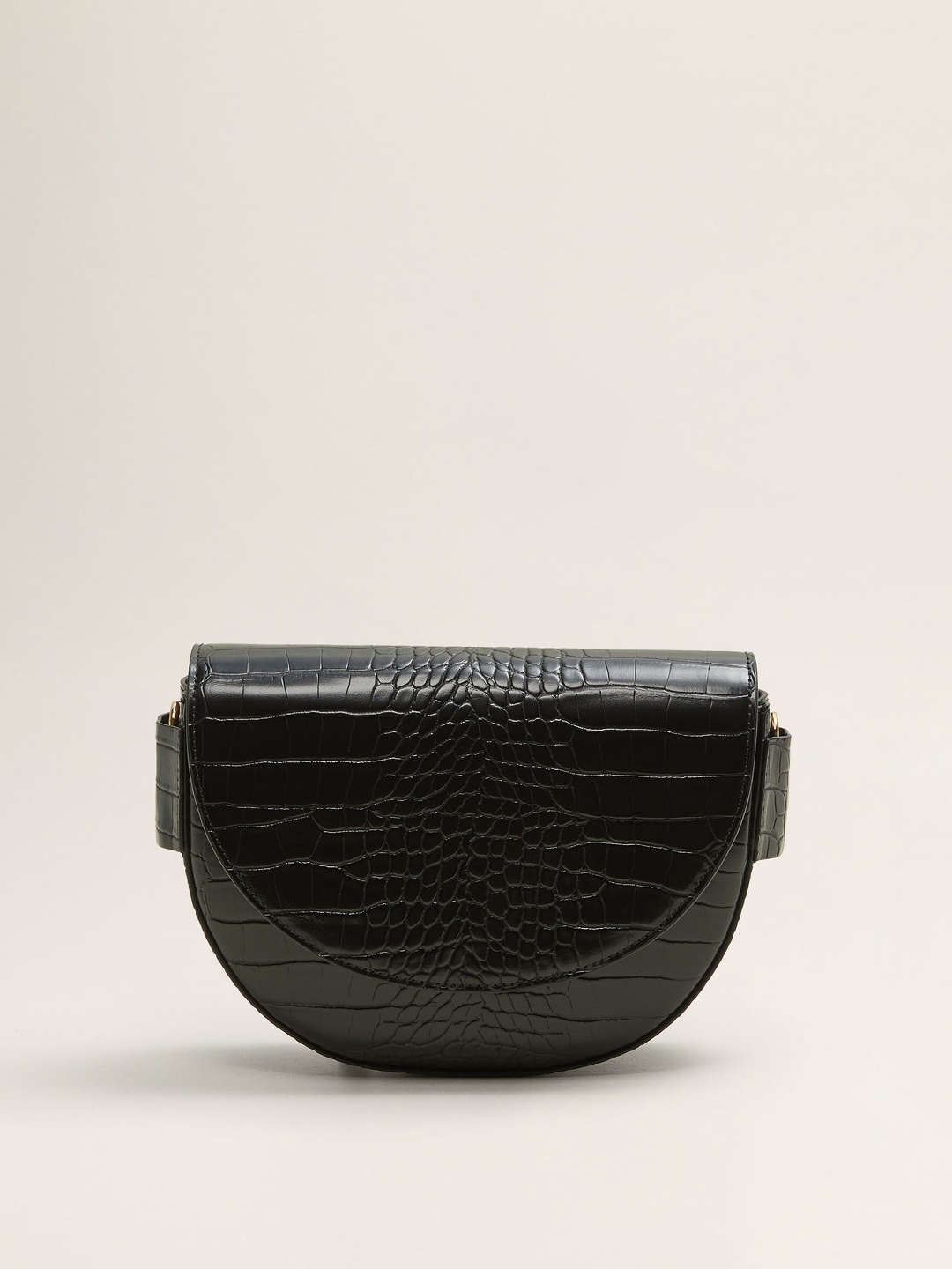Mango black croc top textured sling bag