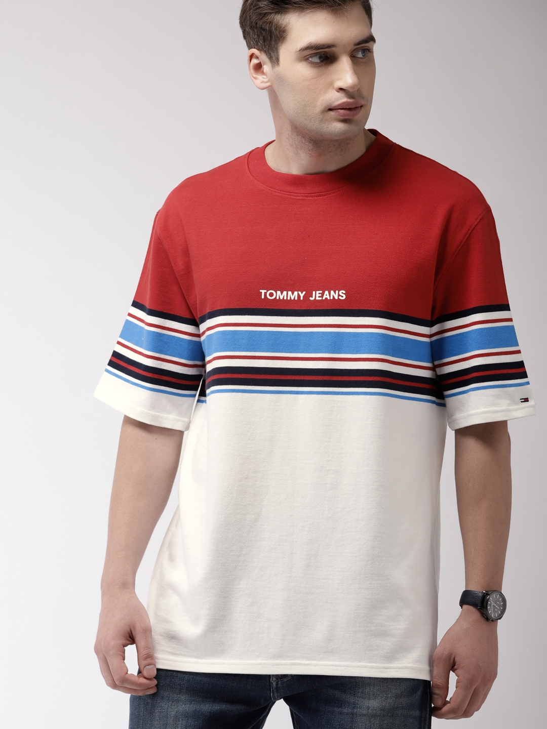 tommy hilfiger red striped t shirt