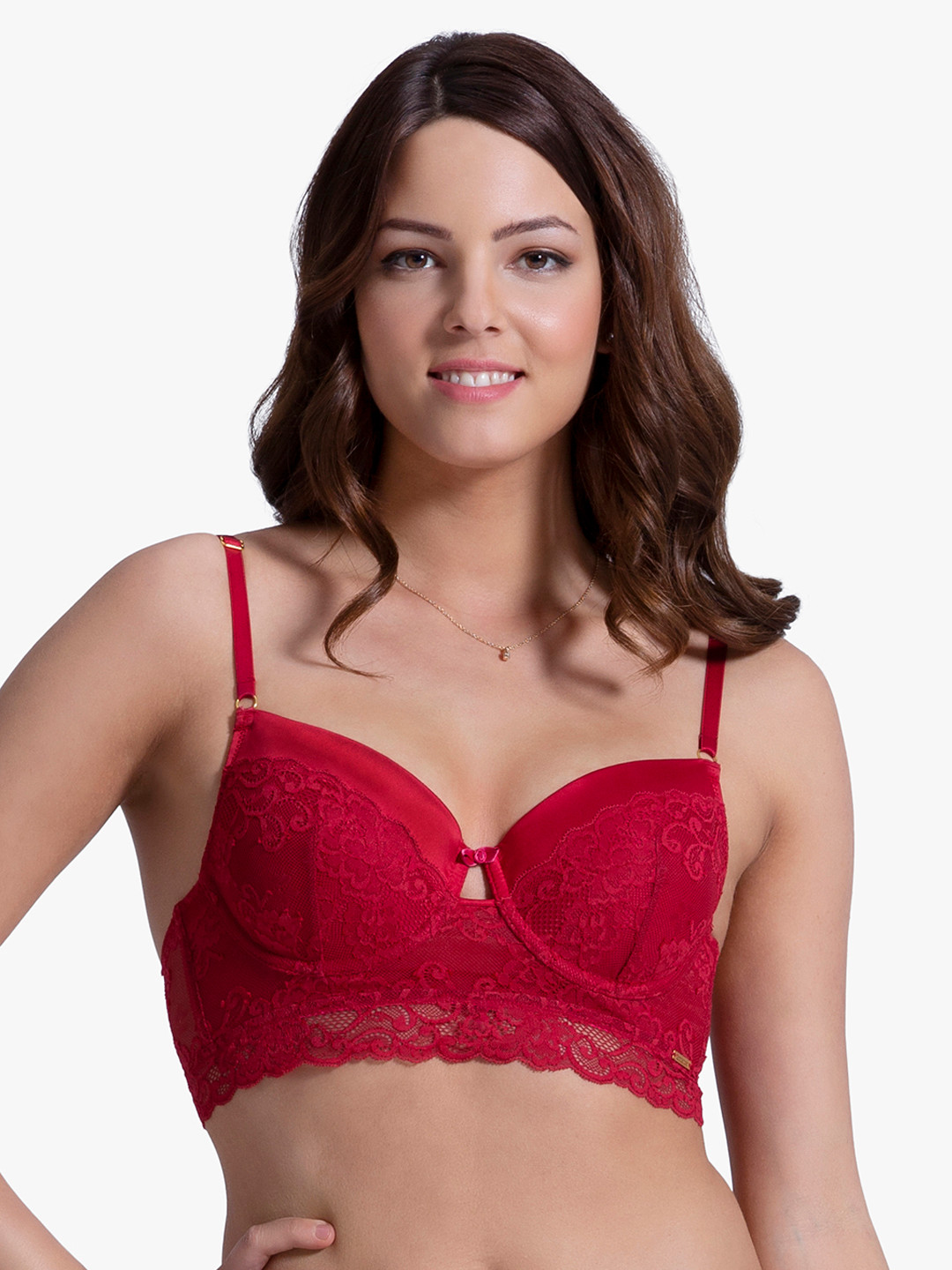 Amante Red Lace Underwired Lightly Padded T-shirt Bra BRA70301