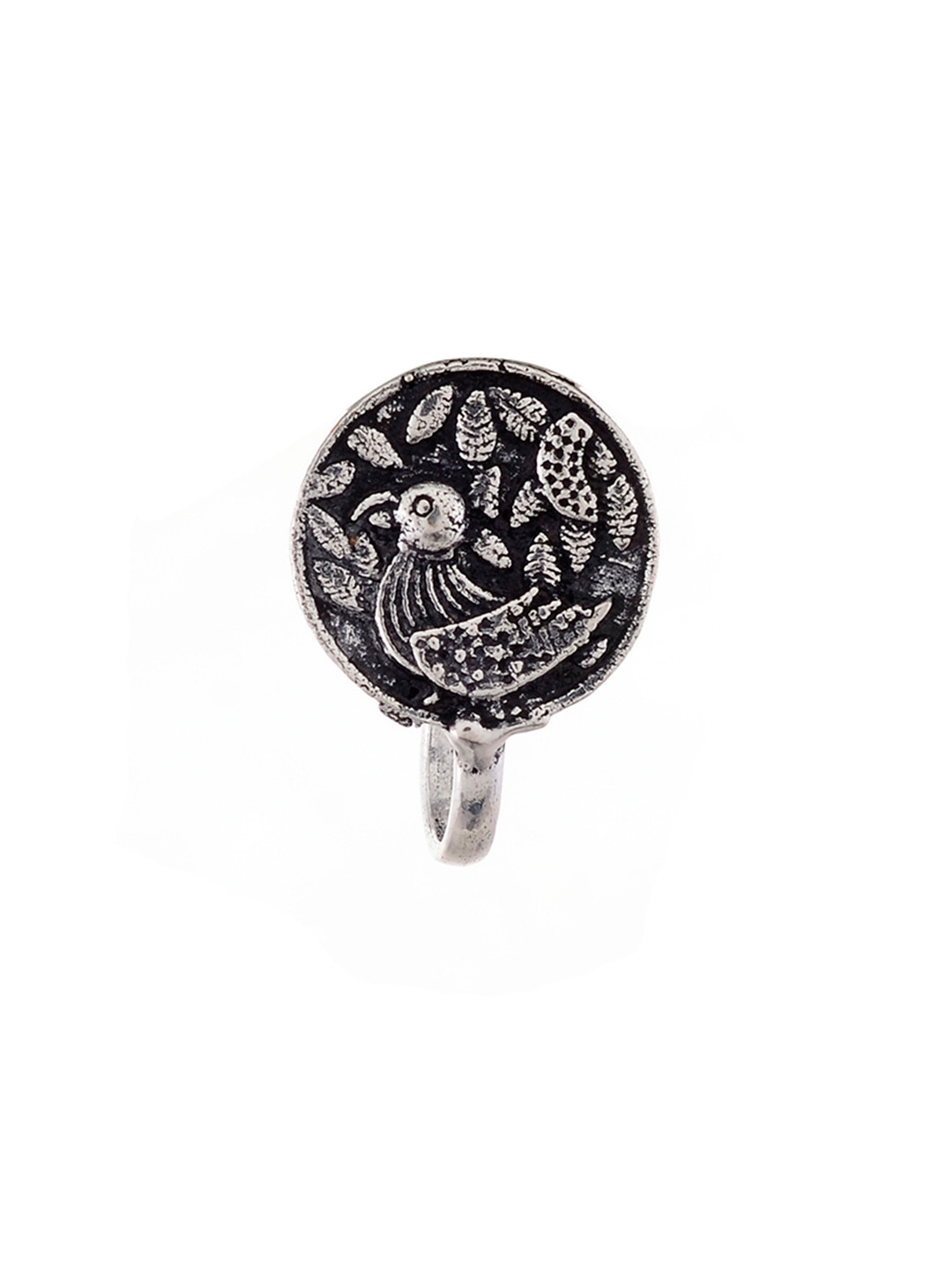 Silvermerc Designs Women Oxidised Silver-Plated Clip-On Nosepin