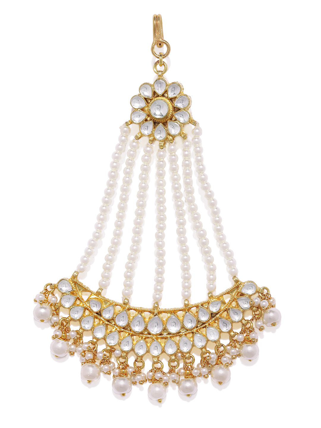 AccessHer Gold-Plated Handcrafted Jadau Pachi Kundan Jhumar Passa