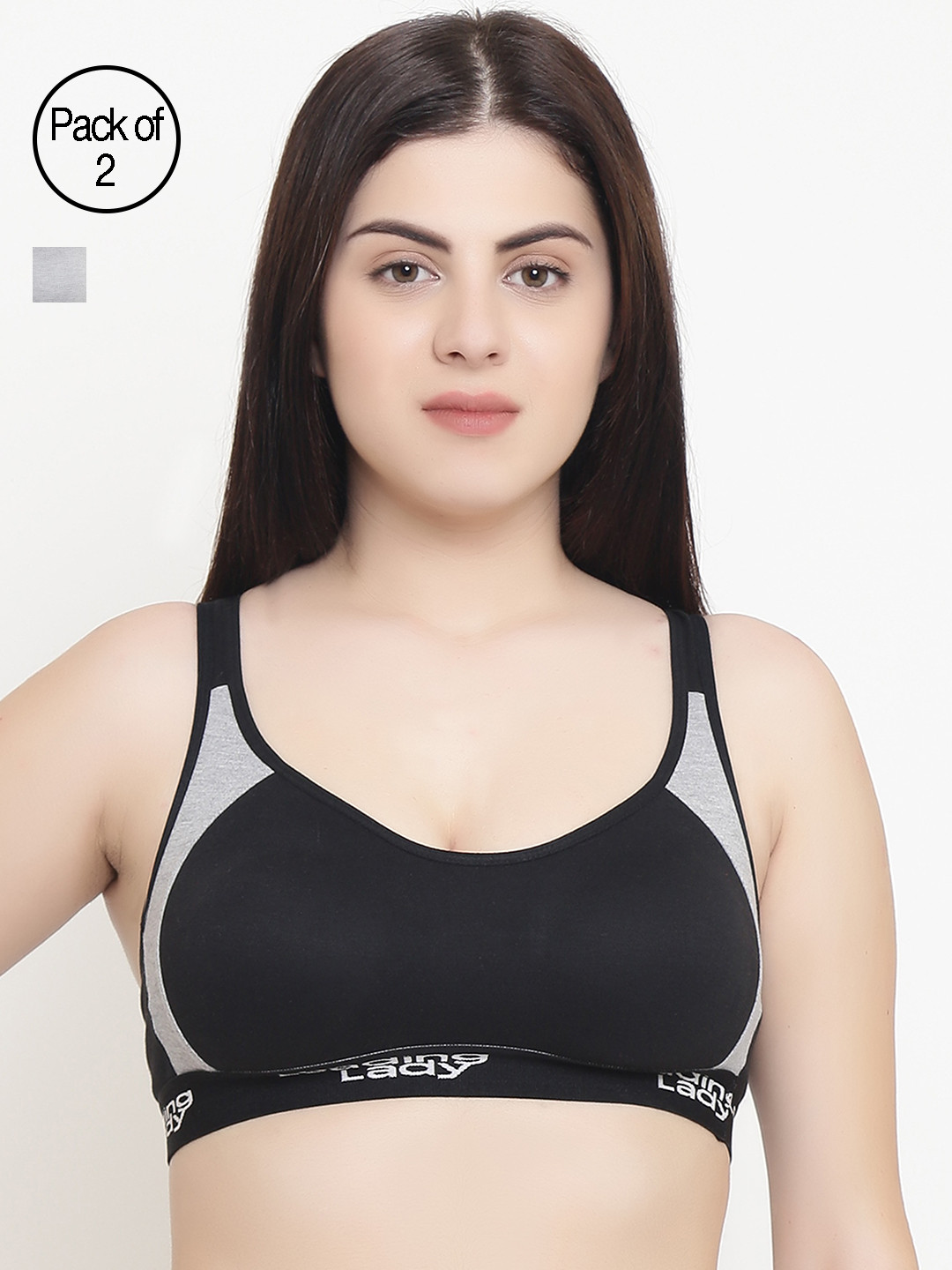 Leading Lady Pack Of 2 Colourblocked Non-Wired Non Padded Sports Bras