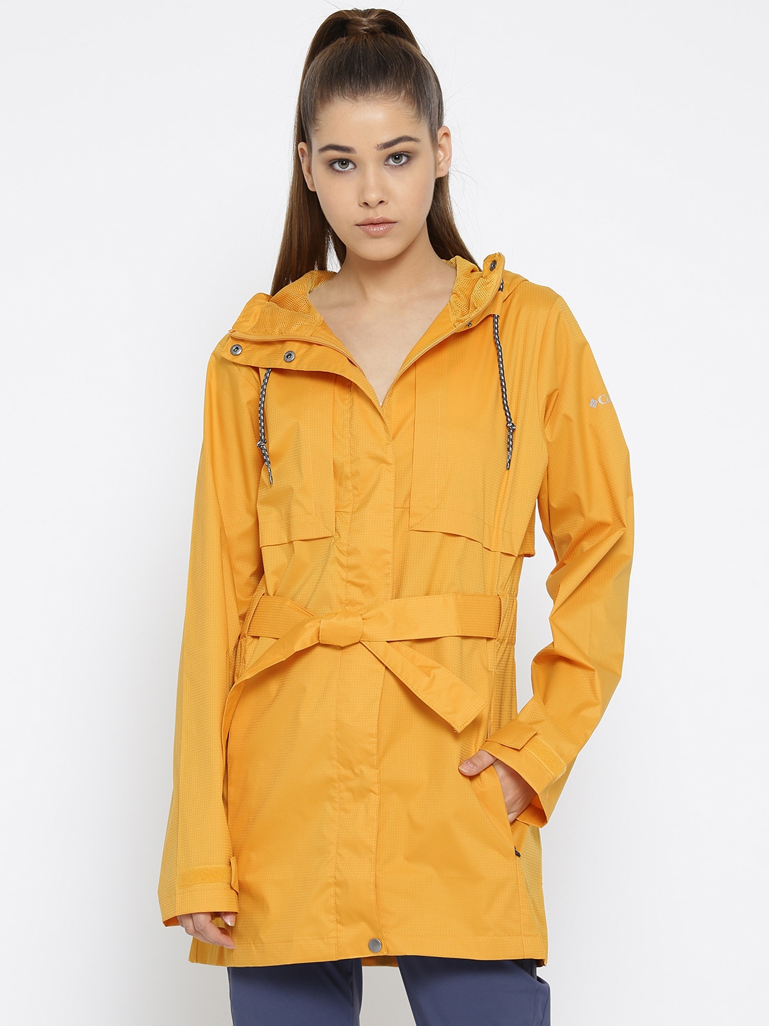 Buy Columbia Women Yellow Self Checked Pardon My Trench Waterproof Breathable Rain Jacket Rain Jacket For Women Myntra