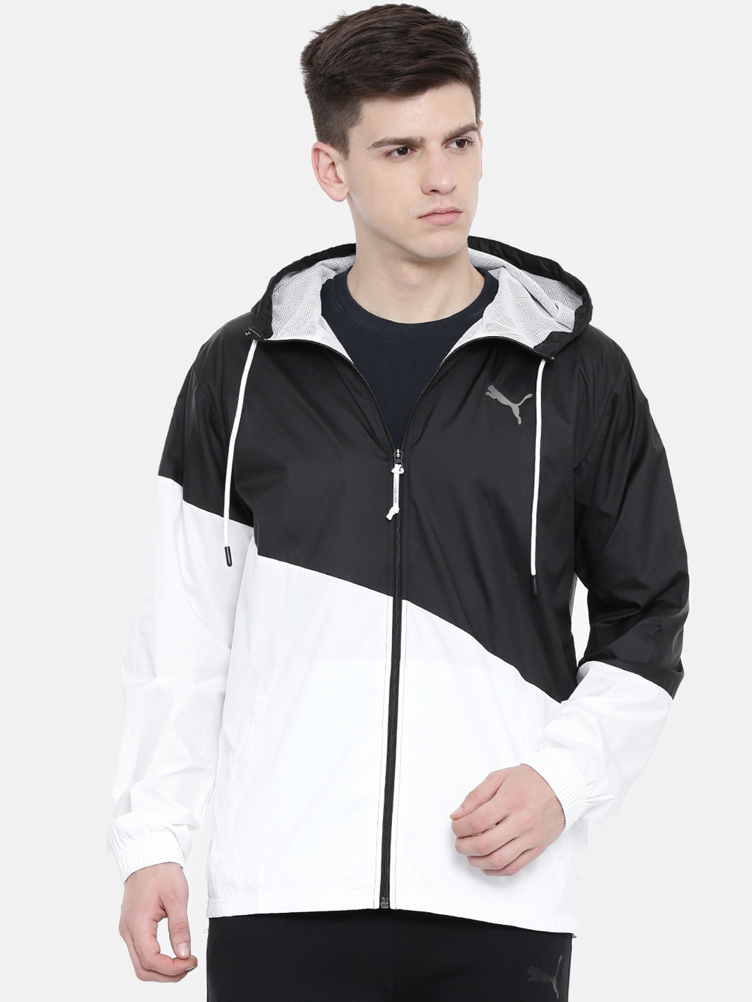 Buy Puma Men White & Black Colourblocked A.C.E. Windbreaker