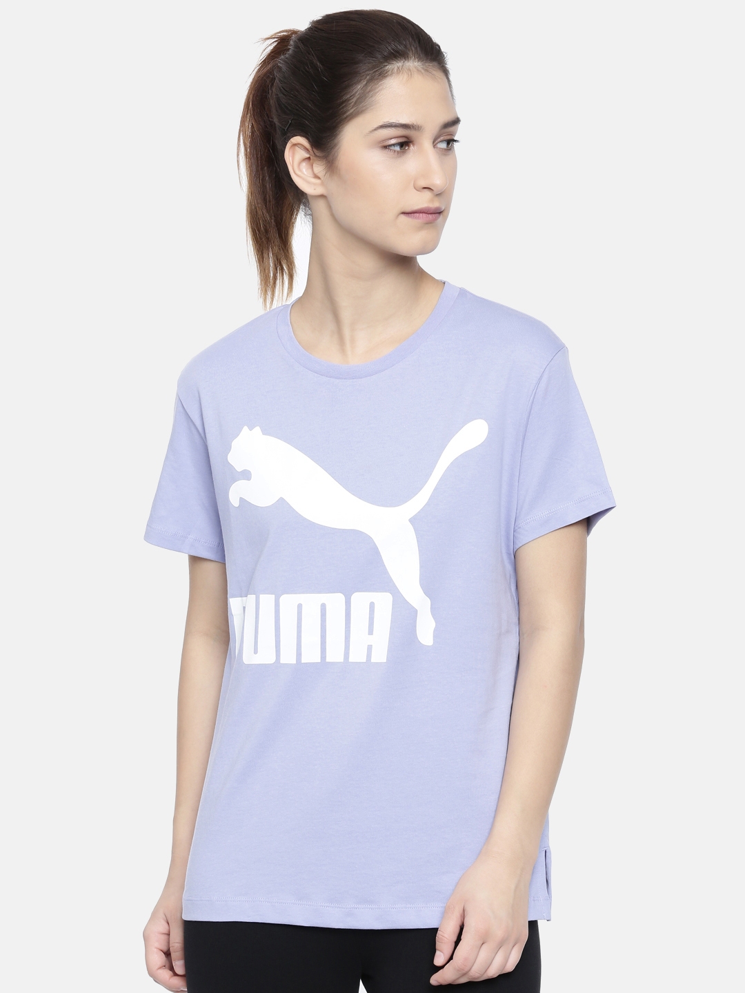 Buy Puma Women Lavender Printed Round Neck Pure T Shirt - Tshirts for Women | Myntra