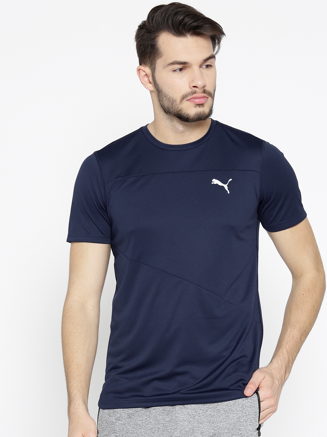 Buy Puma Men Navy Blue Solid Ignite Shirt - Tshirts for Men 8751673 |