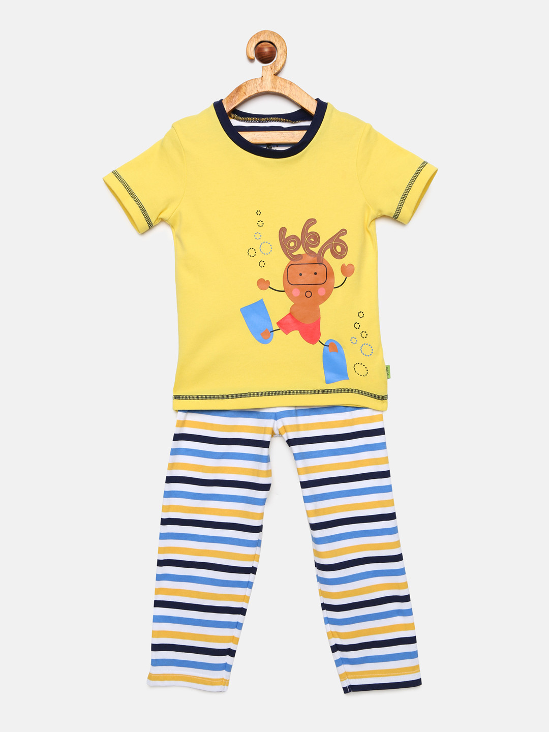 mackly Boys Yellow Printed Night suit