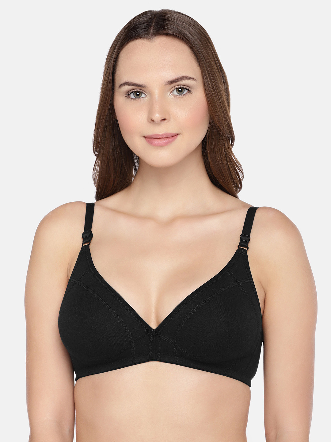 Inner Sense Organic Cotton Antimicrobial Seamless Triangular Bra (Black) ISB099