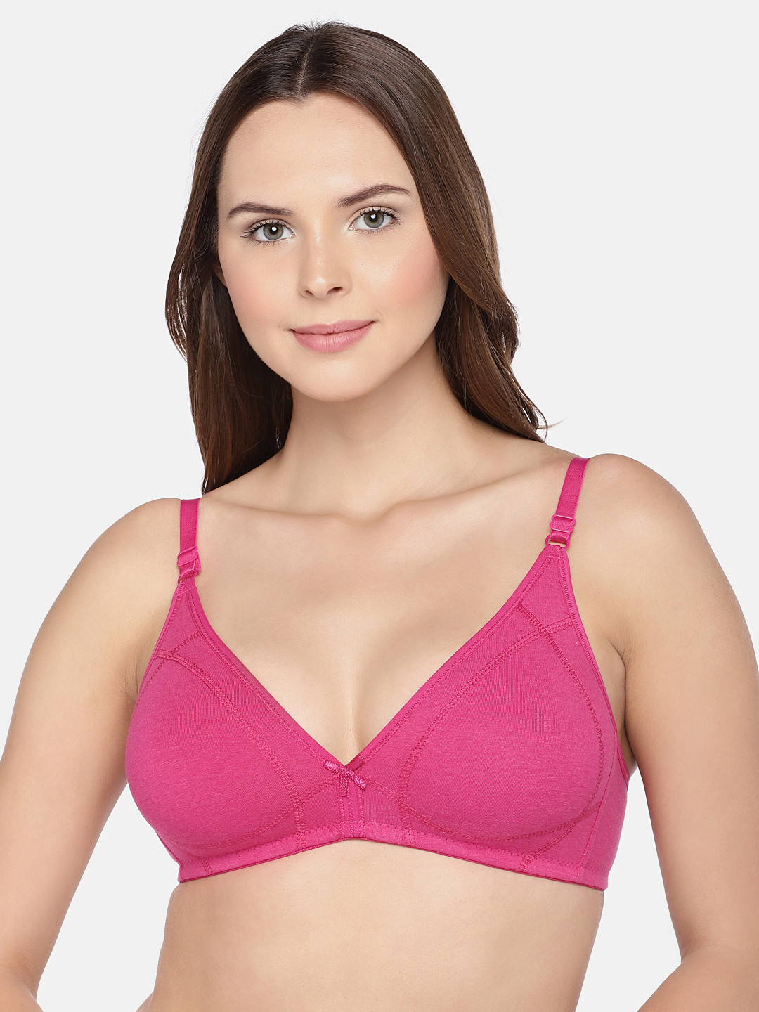 Inner Sense Pink Organic Cotton Antimicrobial Seamless Bra with Supportive Stitch ISB099