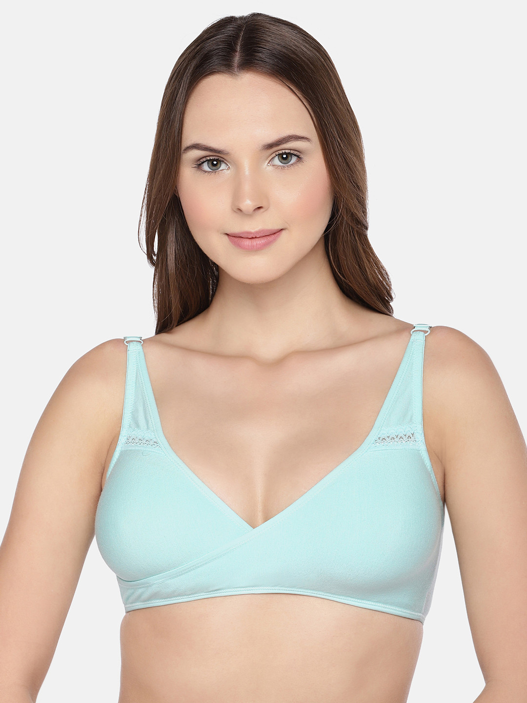 Inner Sense Aqua Blue Organic Cotton Antimicrobial Sleeping/Feeding Bra IMB007C