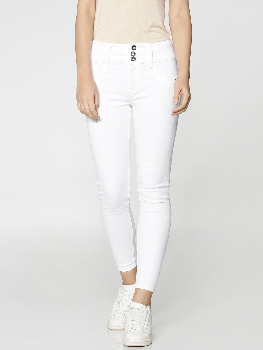 ONLY White Piper Skinny Fit High-Rise Jeggings