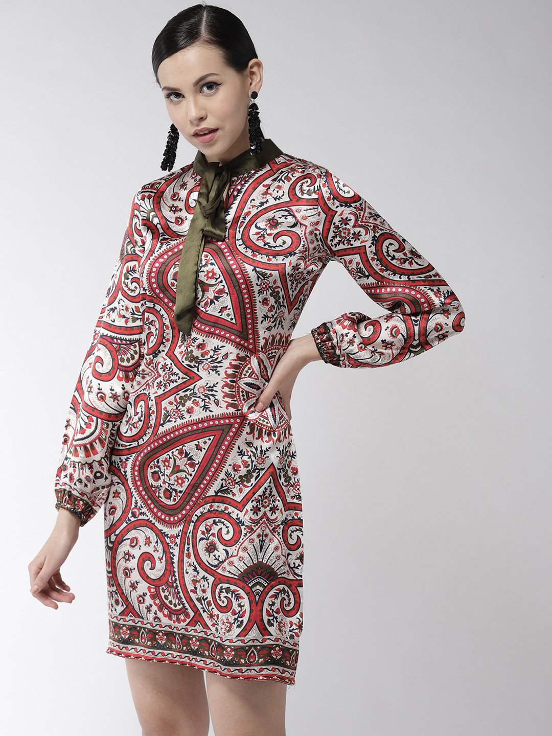 StyleStone Women Red & White Printed Sheath Dress