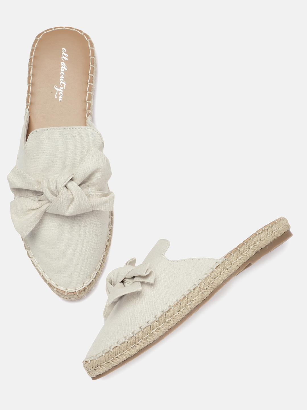 White Solid Mules - Flats for Women 