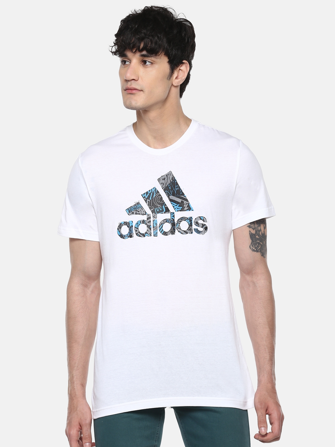 Adidas men's badge sales of sport graphic tee