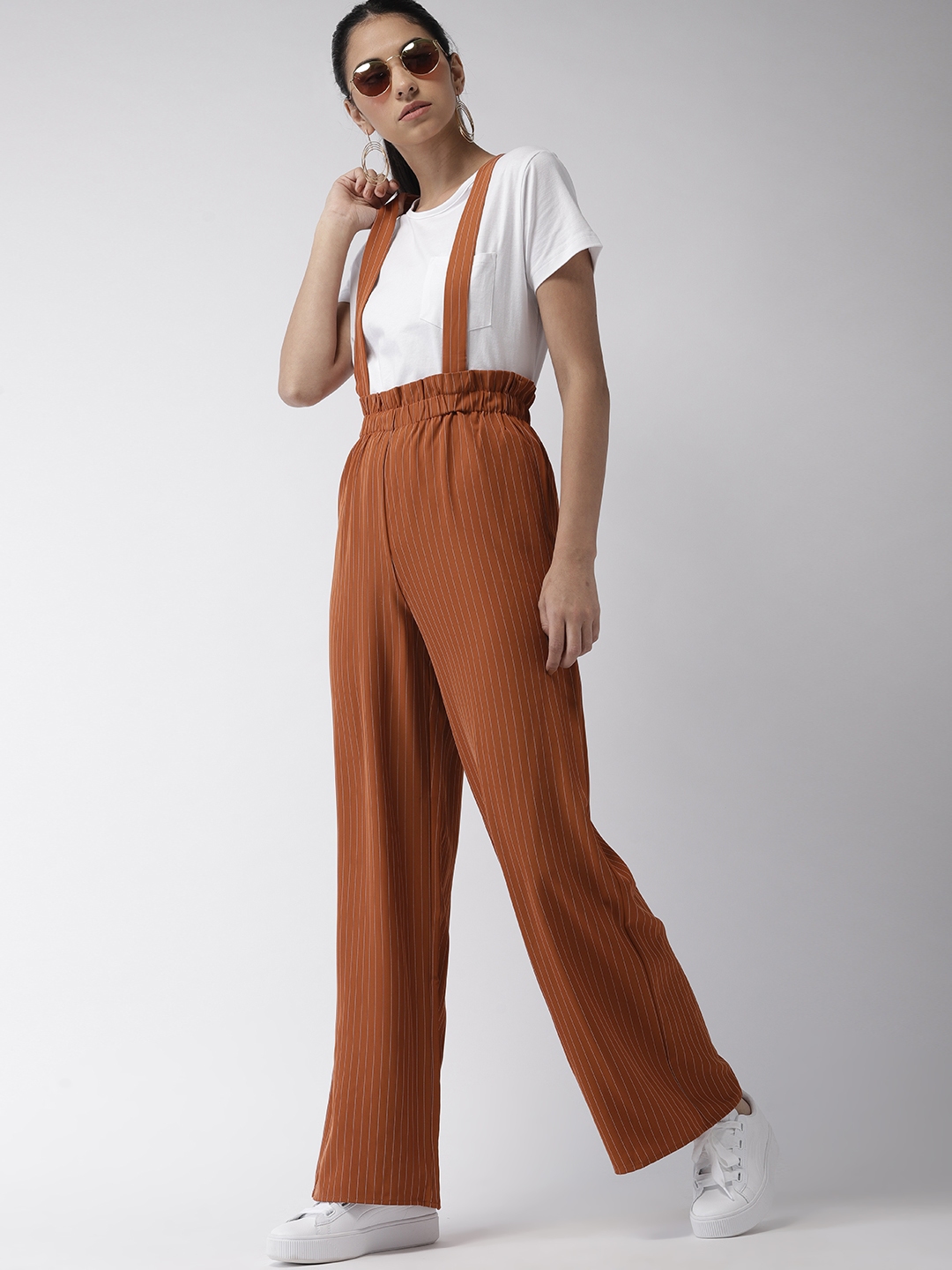 flared striped trousers