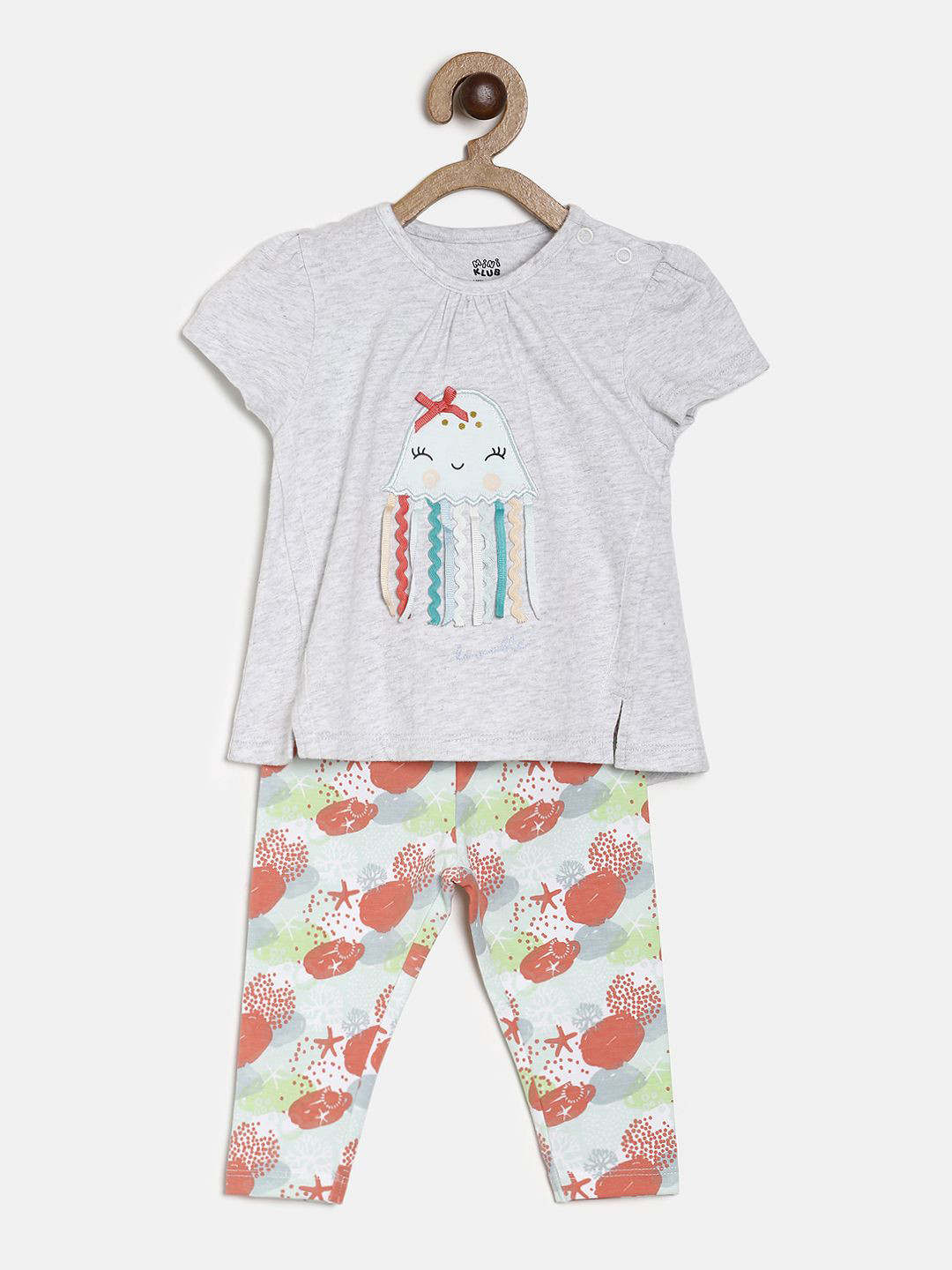 MINI KLUB Girls Grey & Pink Top With Pyjamas