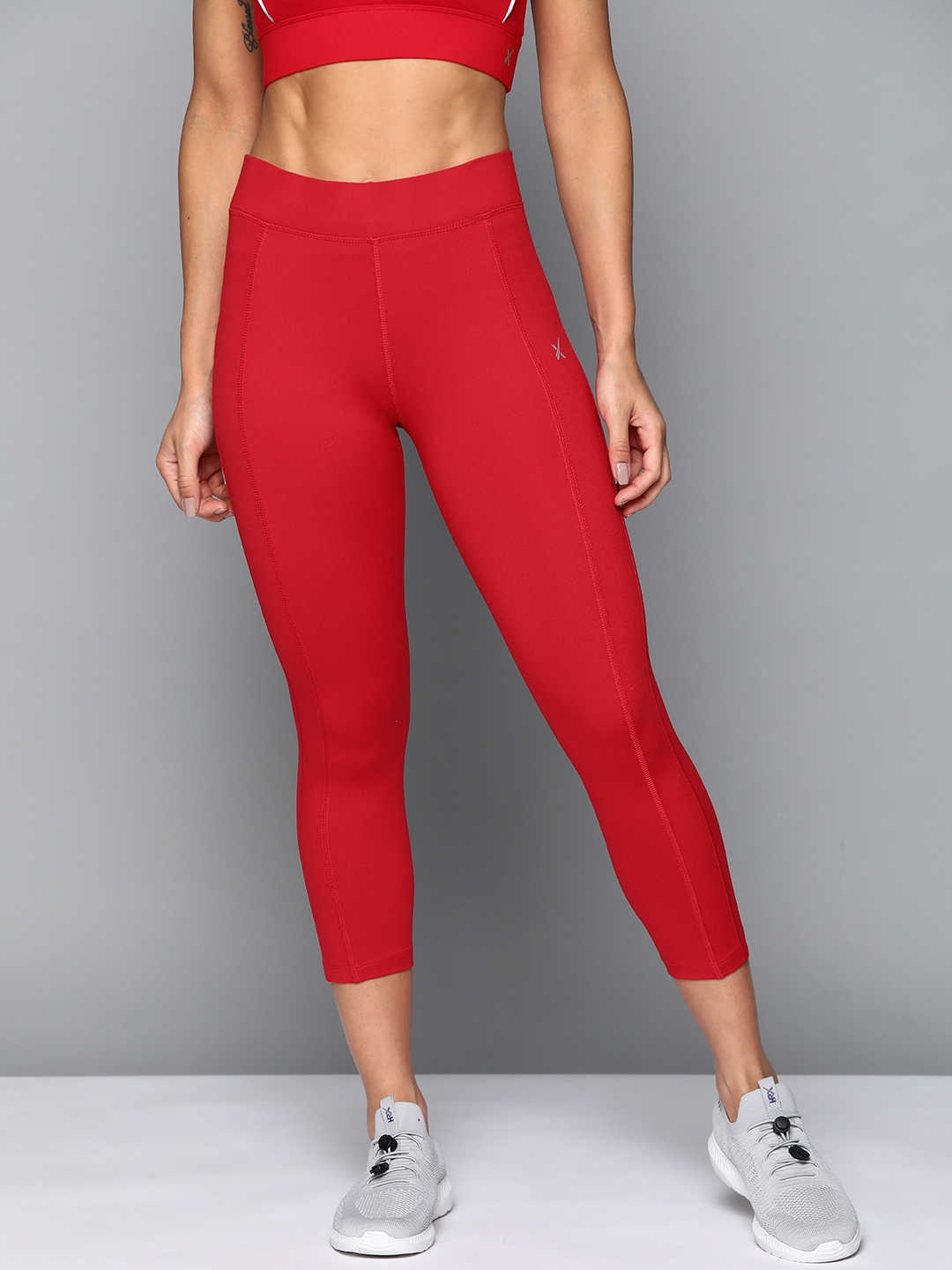 HRX by Hrithik Roshan Women Red Solid Rapid-Dry 3/4th Running Tights