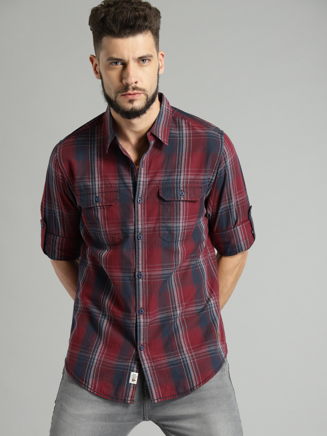 Buy Roadster Men Maroon \u0026 Navy Blue 