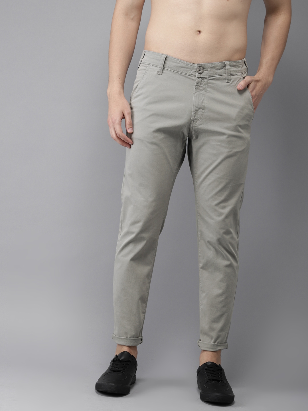 HERE&NOW Men Grey Slim Fit Chinos