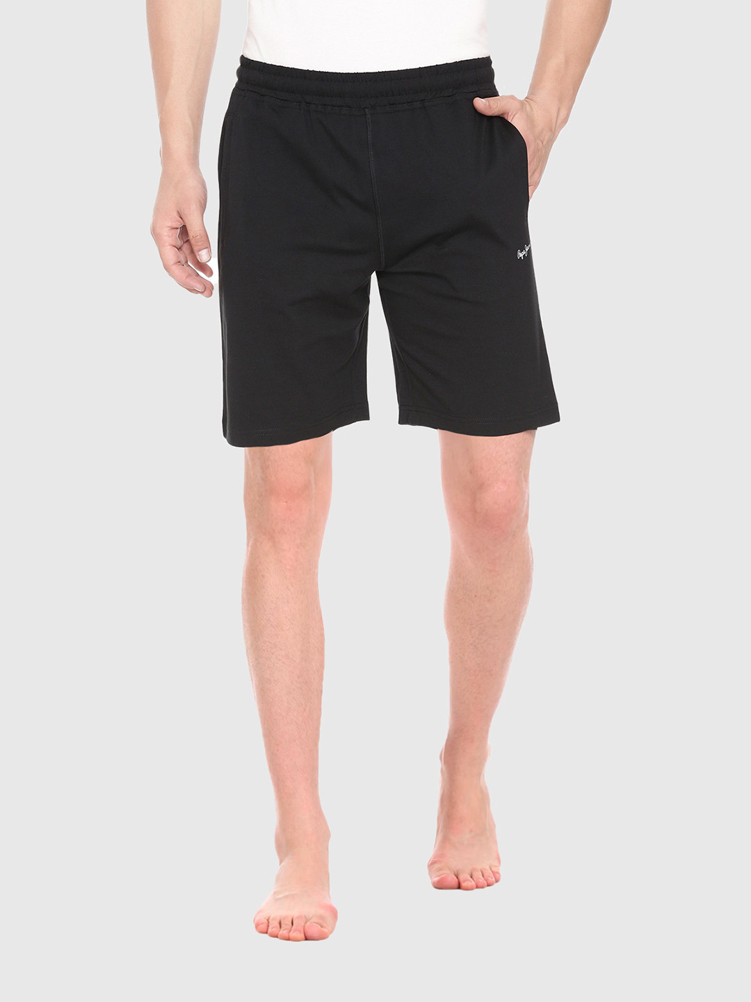 Pepe Jeans Men Black Solid Regular Fit Sports Lounge shorts