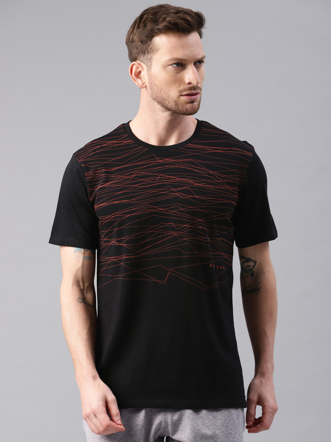 HRX by Hrithik Roshan Men Black Printed Crew Neck Graphic Tshirt